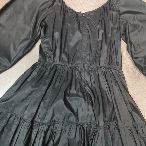 90s Vintage Black Boho Shirred Multi-tiered Gathered Voluminous Peasant Dress - Picture 7 of 12